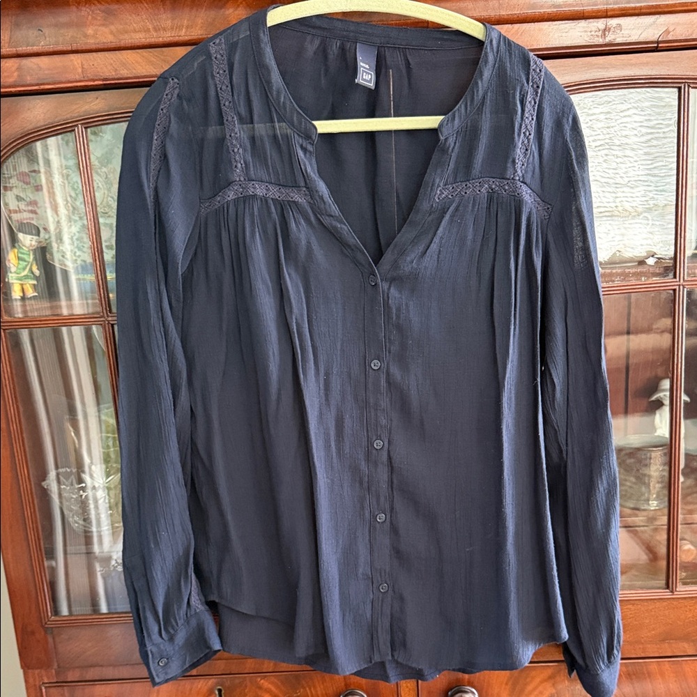 GAP Navy Blue Lace Detail Blouse